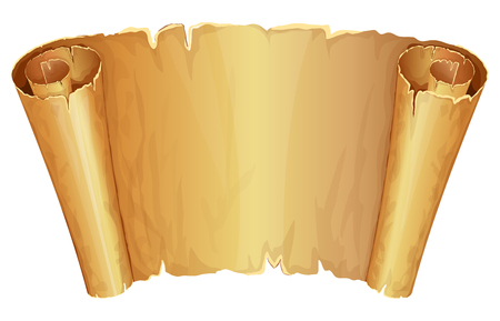Big golden scroll of parchment on white backgroundのイラスト素材
