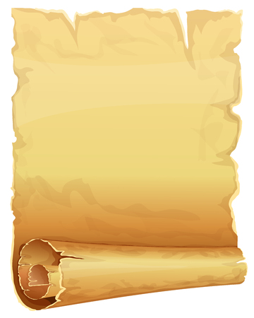 Big golden scroll of parchment on white backgroundのイラスト素材