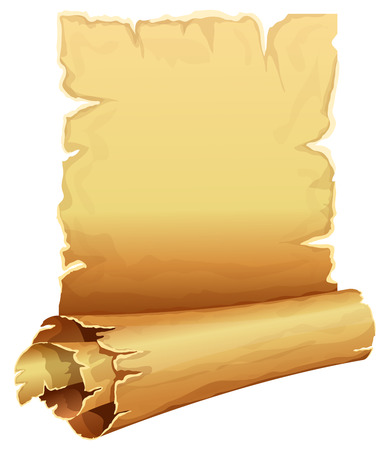 Big golden scroll of parchment on white backgroundのイラスト素材