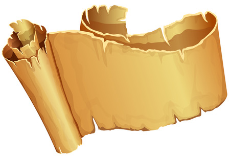 Big golden ribbon of parchment on white backgroundのイラスト素材