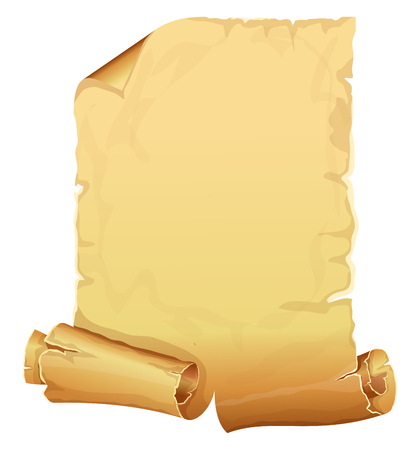 Big golden ribbon scroll of parchment on white backgroundのイラスト素材