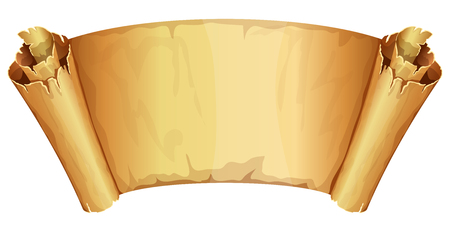 Big golden ribbon scroll of parchment on white backgroundのイラスト素材