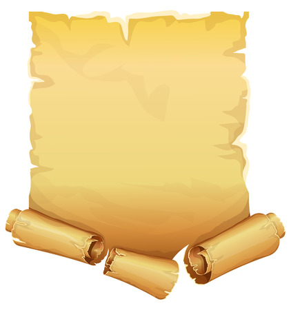Big golden ribbon scroll of parchment on white backgroundのイラスト素材