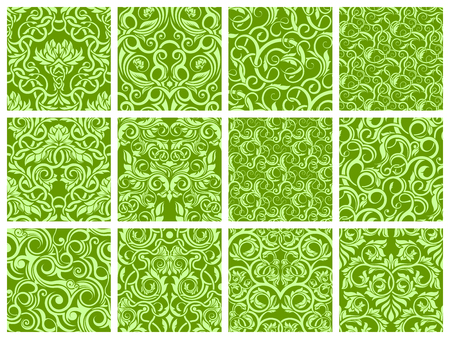 Set of 12 ornamental seamless wallpaper patternのイラスト素材