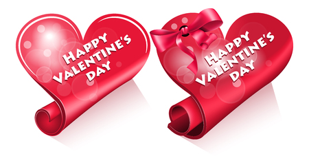 Valentine day heart tag with rolled sideのイラスト素材