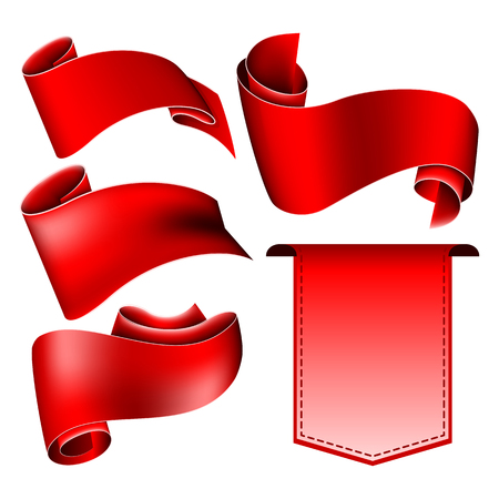 Collection of 5 red ribbon.のイラスト素材