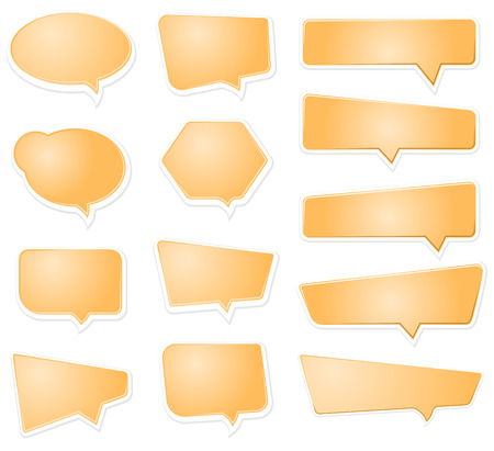 Set of orange speech bubble on white backgroundのイラスト素材