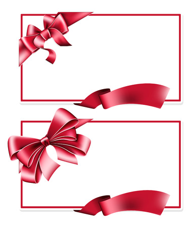 Gift card with red ribbon and bowのイラスト素材
