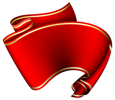 Swirl red ribbon on white background. illustrationのイラスト素材