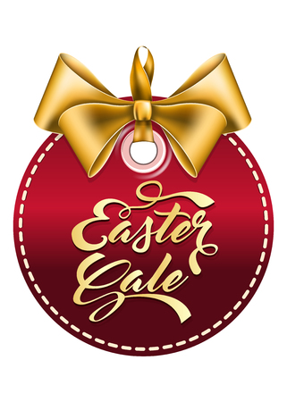 label with gold bow and calligraphic inscription Easter Saleのイラスト素材