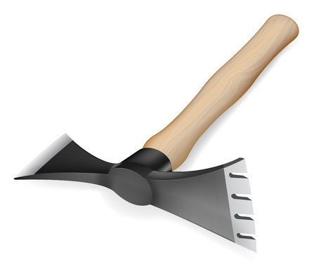 Axe hoe with wooden handle on white backgroundのイラスト素材