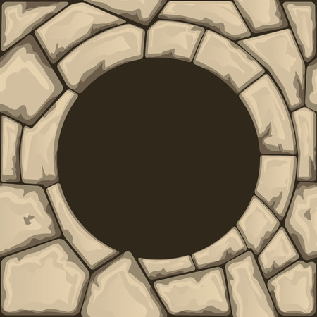 Round stone frame with stone seamless patternのイラスト素材