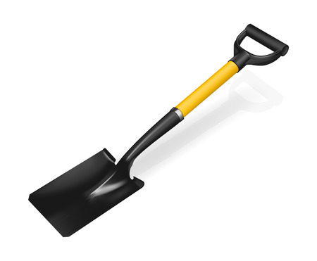 Photorealistic fiberglass shovel with handle on white backgroundのイラスト素材