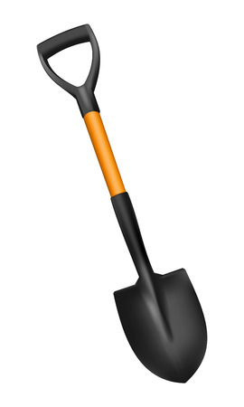 Photorealistic fiberglass shovel with handle on white backgroundのイラスト素材