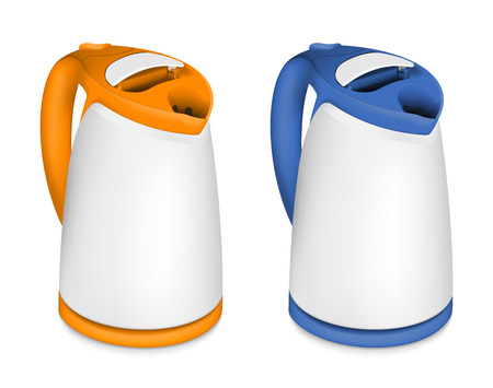 Set of 2 electric kettles on white backgroundのイラスト素材