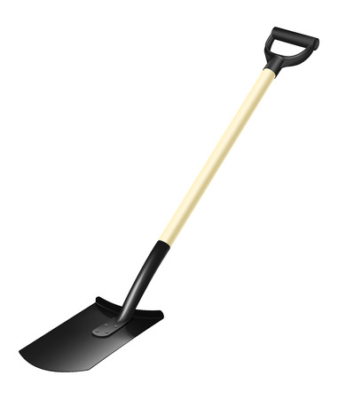 Photorealistic fiberglass shovel with handle on white backgroundのイラスト素材