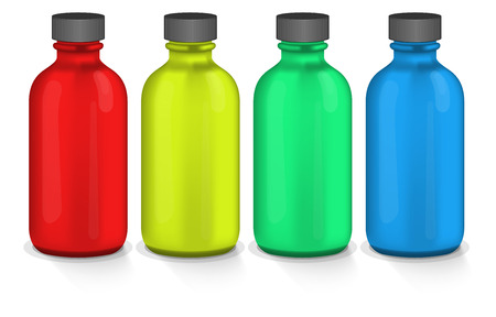 Photorealistic colorful plastic bottles on white backgroundのイラスト素材