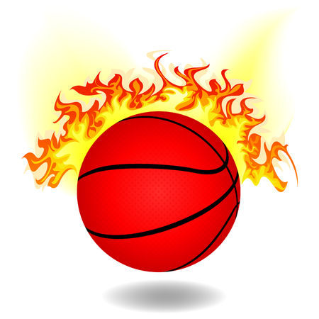 simple burning basketball ball on white backgroundのイラスト素材