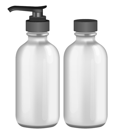 Photo realistic grey cosmetic bottles on white backgroundのイラスト素材