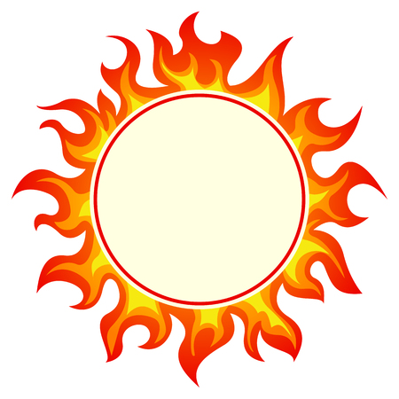 Burning round frame set on white backgroundのイラスト素材