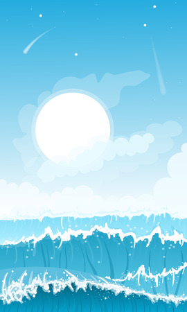 Stormy sea background with waves and cloudsのイラスト素材