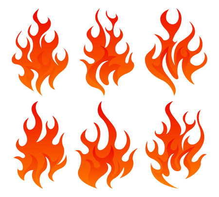 Six simple fire icon on white backgroundのイラスト素材
