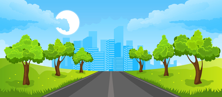 Summer landscape with cityのイラスト素材