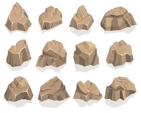 Rock stone set cartoon isolated on white backgroundのイラスト素材