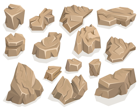 Rock stone set cartoonのイラスト素材