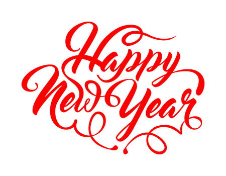 Happy New Year inscription in red color.のイラスト素材