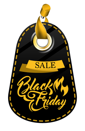 Tag with inscription Black Friday and bow vector illustrationのイラスト素材