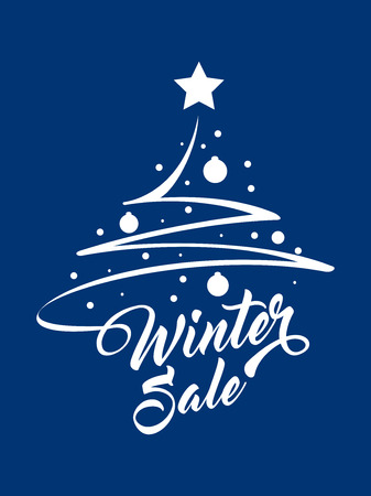 Inscription Winter Sale with Christmas treeのイラスト素材