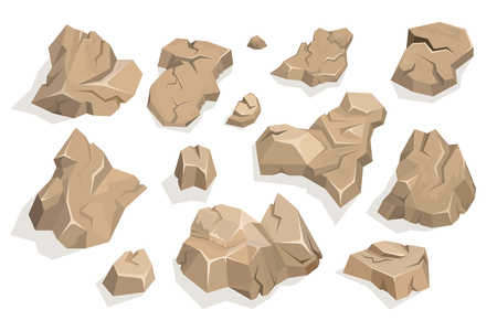 Rock stone set cartoonのイラスト素材