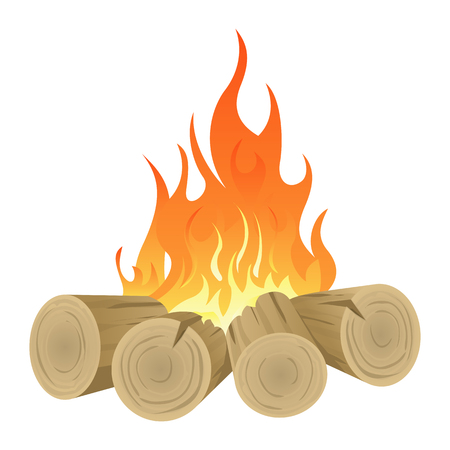 Large bonfire on white backgroundの写真素材