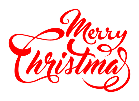 Merry Christmas lettering in red font color.のイラスト素材