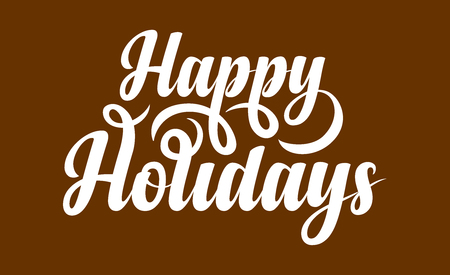 Happy Holidays calligraphic text on brown background. 
のイラスト素材