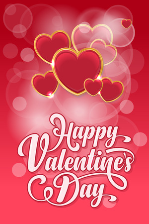 Valentine day card with hearts and Happy Valentines Dayのイラスト素材