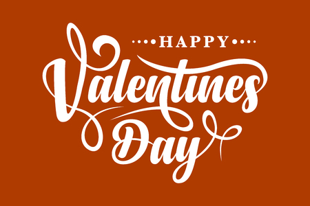 Happy Valentines Day calligraphic text on orange background.のイラスト素材