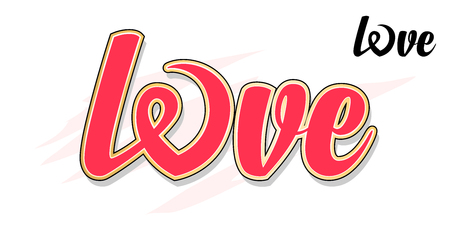 Love red calligraphic text on white background.のイラスト素材