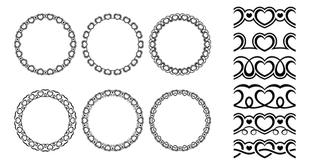 Valentines day set of border seamless brushes with heartsのイラスト素材