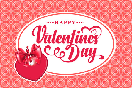 Happy Valentines Day calligraphic text on seamless background.のイラスト素材