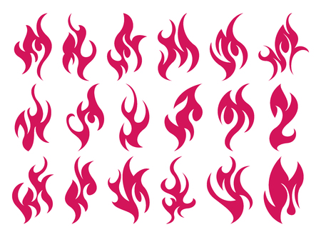 Fire icon set. Design element isolated on white backgroundのイラスト素材