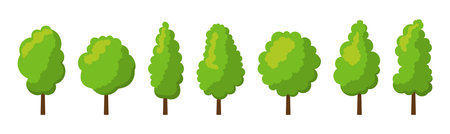 Set of three summer tree on white backgroundのイラスト素材