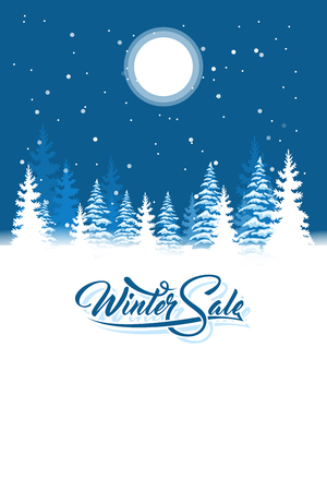 Abstract winter background with winter fir forest and text Winter Sale
のイラスト素材