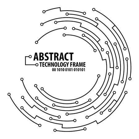 Abstract technology circuit board round frame. Vector illutrationのイラスト素材