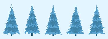 Winter Fir trees setのイラスト素材