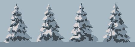 Winter Fir trees setのイラスト素材