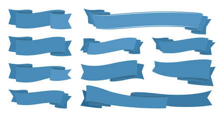 Simple blue ribbons on white background. Vector illustrationのイラスト素材