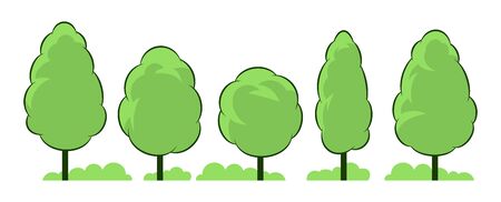 Set of flat summer trees. Vector illustrationのイラスト素材