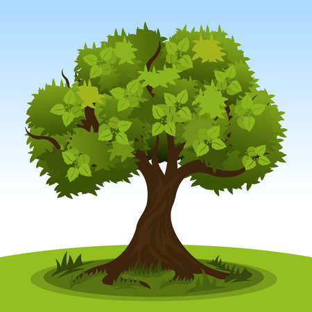 Summer tree with green leavesのイラスト素材